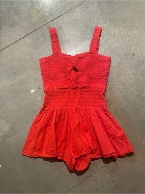Sea New York Red Smocked One-Piece Romper